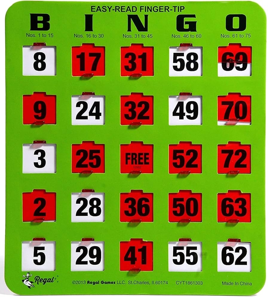 Amazon Regal Bingo Bulk Bingo Cards With Sliding Windows Reusable Large Print Bingo Game Cards For Adults Large Group 10 Pack Green Toys Games Amazon Regal Bingo Bulk Bingo Cards With Sliding Windows Reusable Large Print Bingo Game Cards For Adults Large Group 10 Pack Green Toys Games