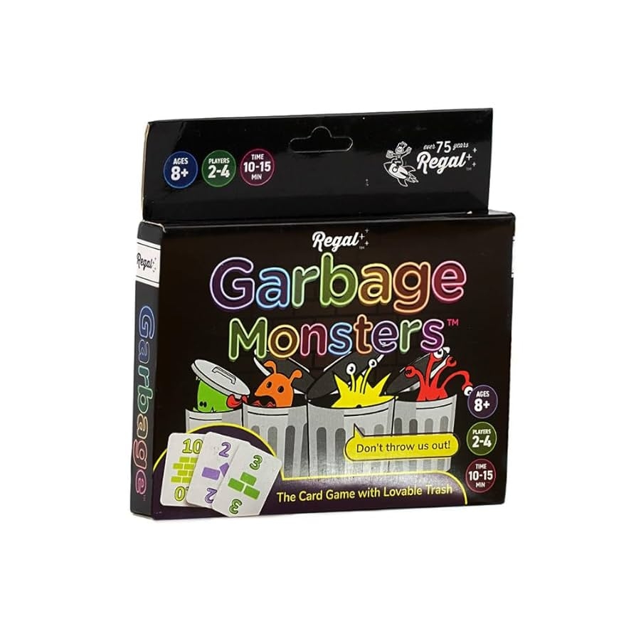Amazon Regal Games Garbage Monsters Card Game Set For Kids Teens Adults 2 4 Player Fun Family Games Travel Playing Cards 16 Garbage Monsters Cards Toys Games
