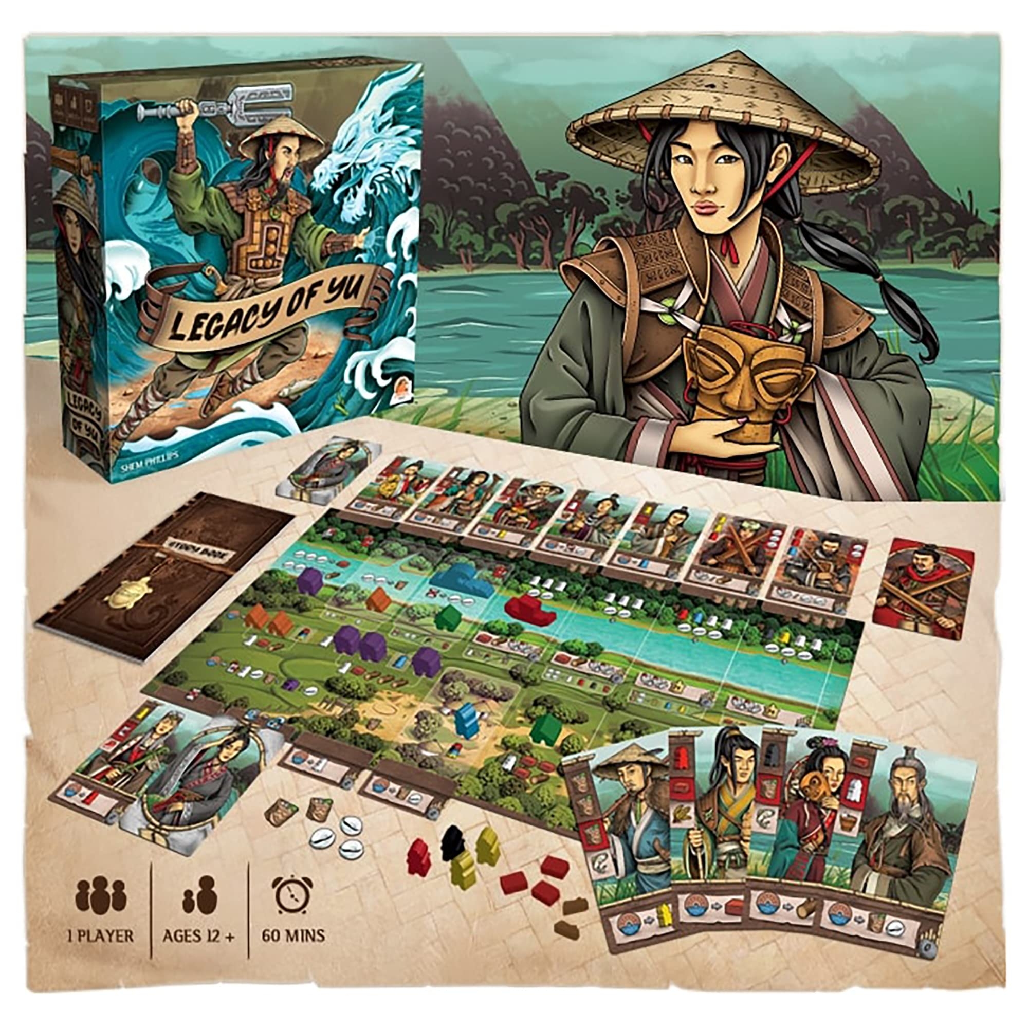 Amazon Renegade Game Studios Legacy Of Yu Solo Campaign Style Board Game Set In Ancient China Garphill Games Renegade Ages 14 1 Player Toys Games