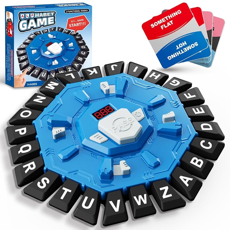 Amazon Resflycheng Word Game Family Board Game With Digital Display Timer And 2 Categories Modes Fun Fast Paced 24 Letter Game For Learning Party Interactive Blue Toys Games