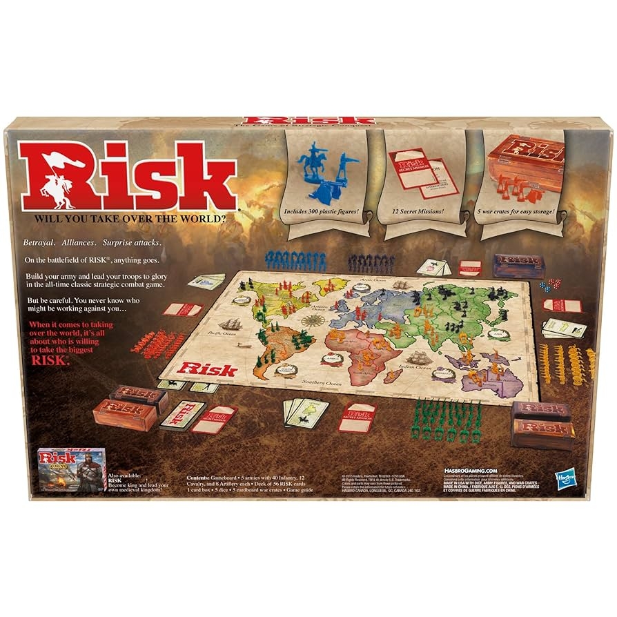 Amazon Risk Board Game Strategy Games For 2 5 Players Strategy Board Games For Teens Adults And Family War Games Ages 10 And Up Hasbro Toys Games