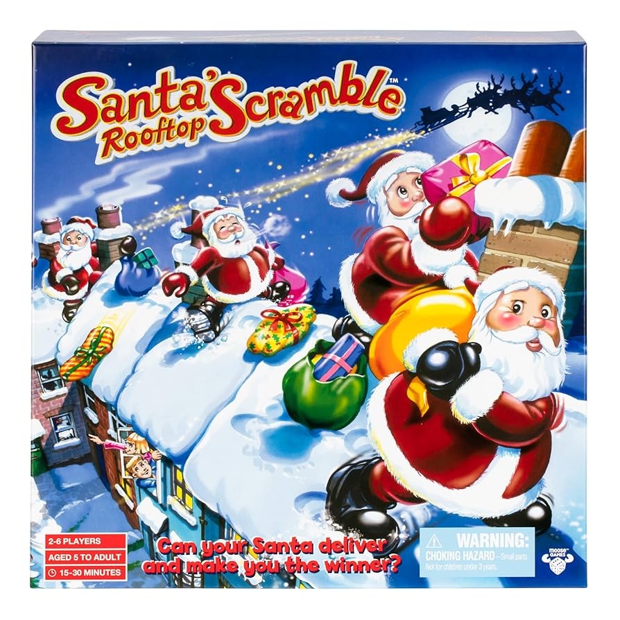 Amazon Santa s Rooftop Scramble Is A Family Board Game Full Of The Magic Of Christmas Where Players Act As Santa Collect And Deliver Presents To The Right Houses For 2 6 Players Ages