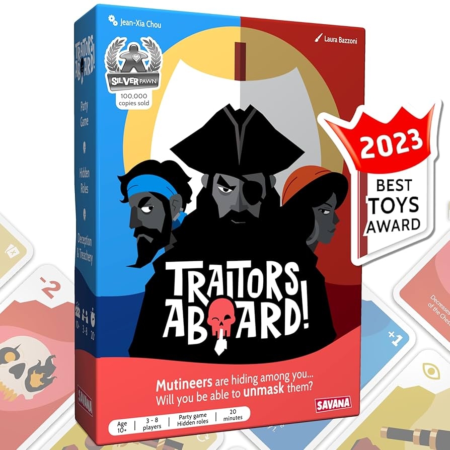 Amazon SAVANA Traitors Aboard Award Winning Secret Identity Party Game Fun Bluffing And Betrayal Easy To Learn 15 Minute Round Popular Card Game For 3 8 Players Ages 10 Family Game Toys Games