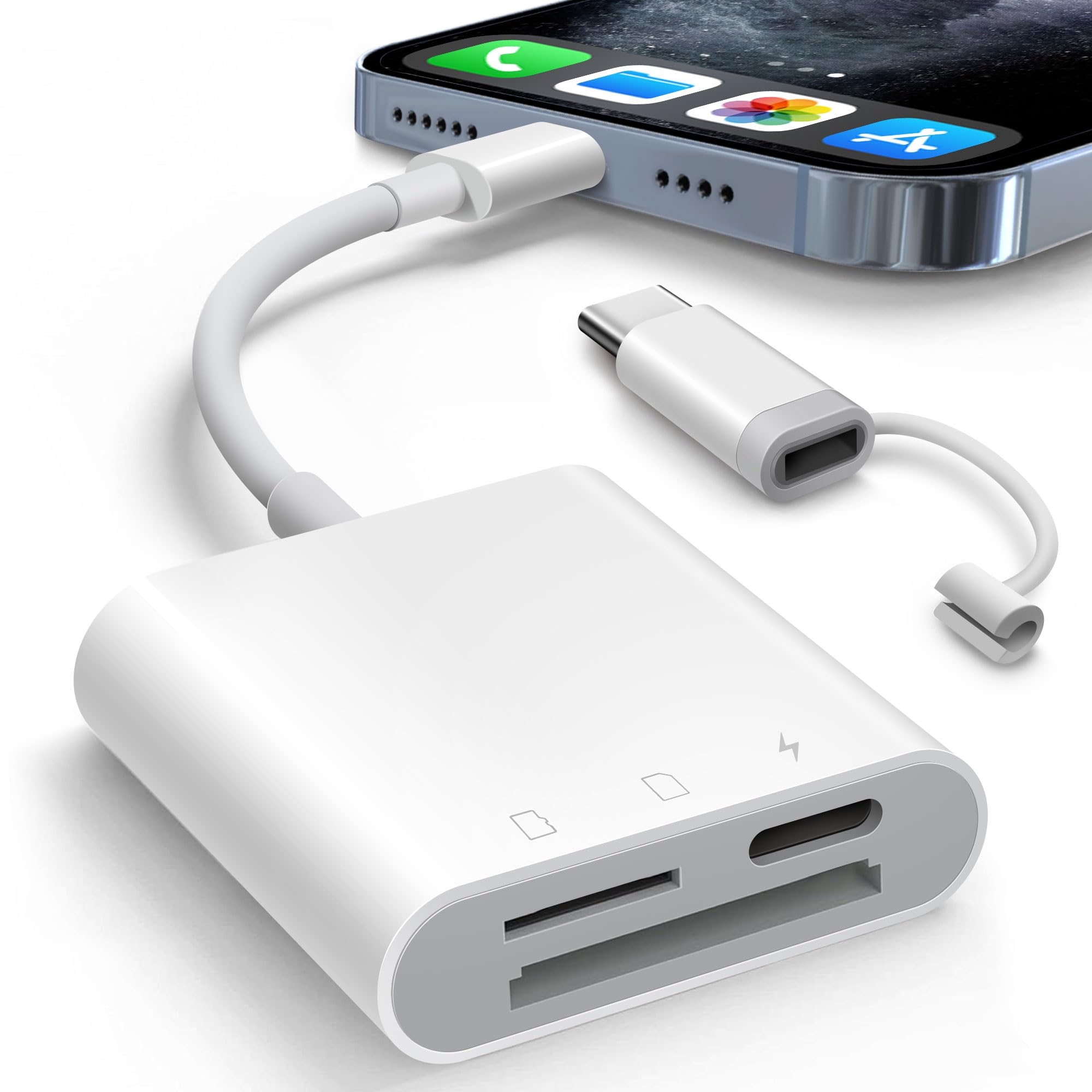 Amazon SD Card Reader For IPhone AkHolz 2 In 1 IPhone IPad Camera Adapter Trail Game Camera DSLR Dash Cams Reader Portable No App Required Electronics