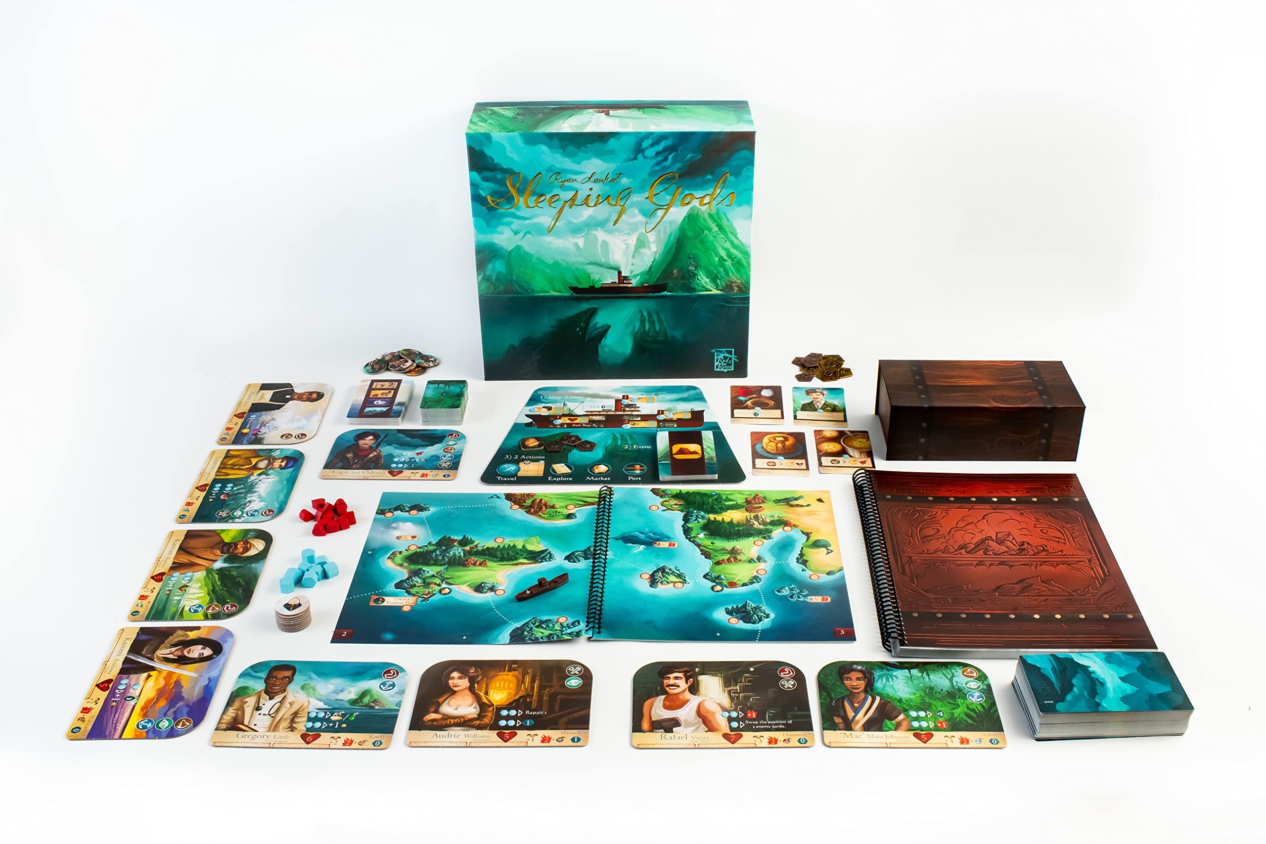 Amazon Sleeping Gods By Red Raven Games Explore The Wandering Sea Cooperative Fantasy Campaign Board Game For 1 4 Players Ages 13 Toys Games
