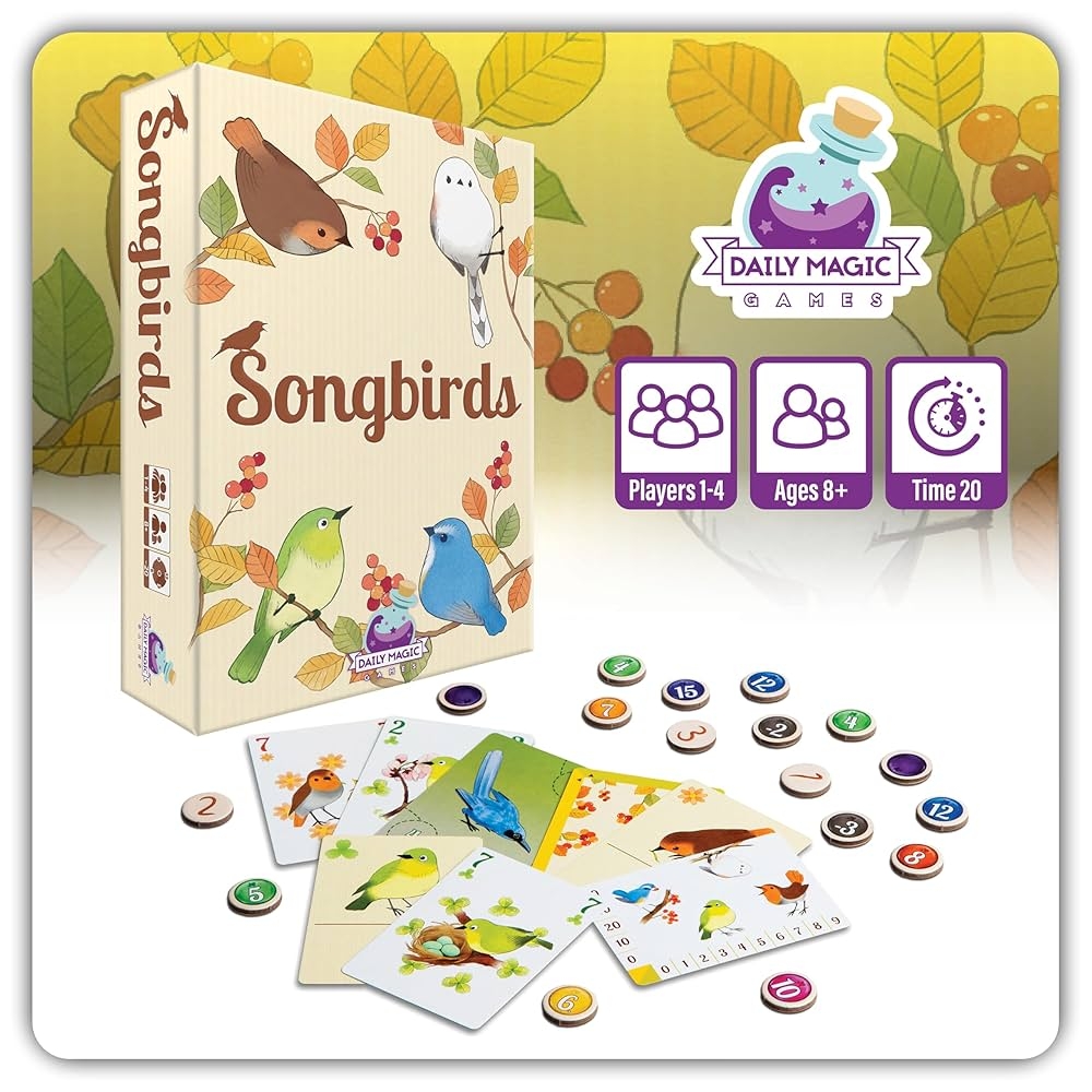 Amazon Songbirds Card Game Fun Family Board Game For 1 4 Players Easy To Learn Featuring Bird Art Toys Games