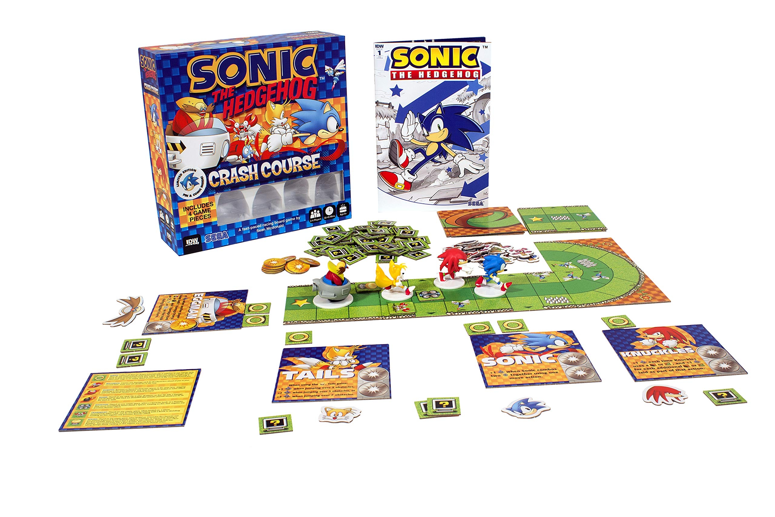Amazon Sonic The Hedgehog Crash Course Board Game Fast Racing Game By IDW Games For 2 4 Players Ages 8 Build as You Play Tracks Collect Chaos Emeralds Fun Family Game Pre Painted Miniatures 
