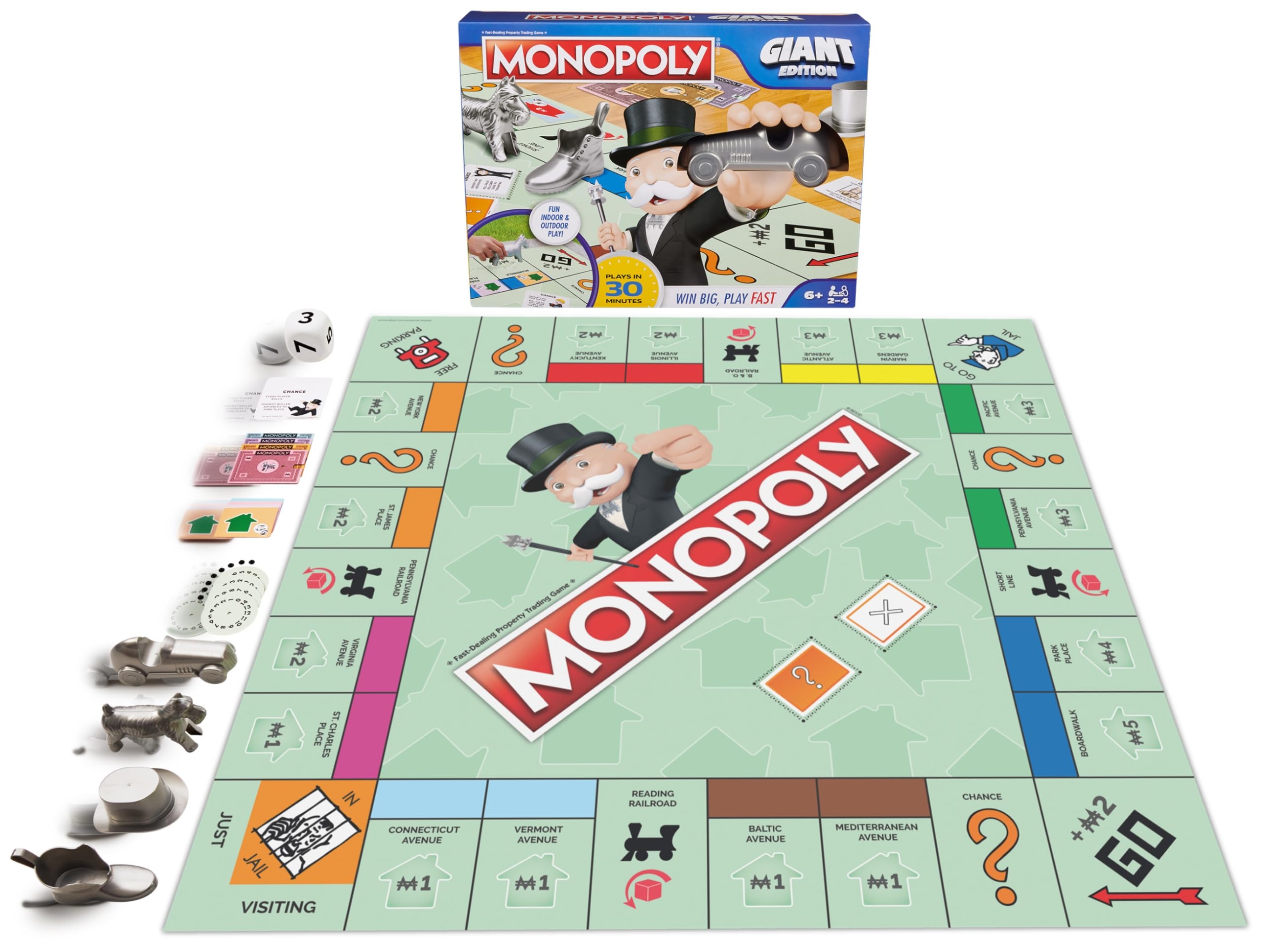 Amazon Spin Master Games Monopoly Giant Edition Classic Family Board Game For Indoor Outdoor Play With Oversized Board Screenless Activity 2 4 Players For Ages 6 Up Toys Games