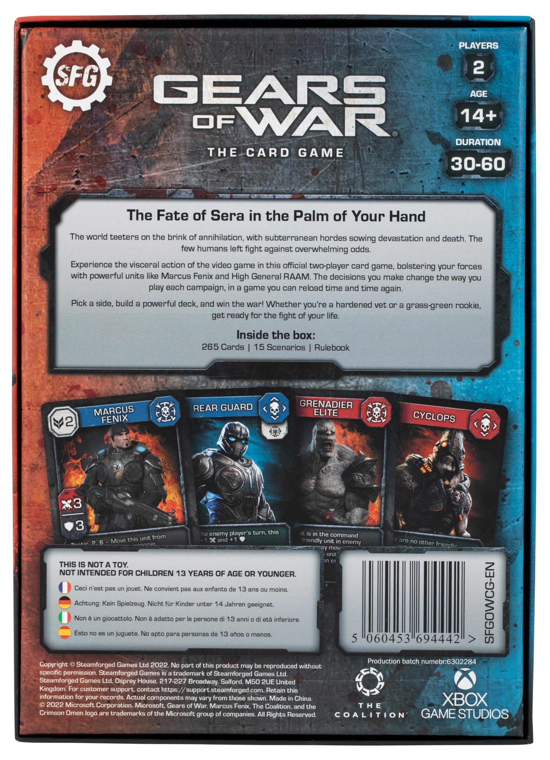Amazon Steamforged Games Gears Of War The Card Game Core Game 2 Players 30 60 Minutes Of Gameplay English Version Toys Games