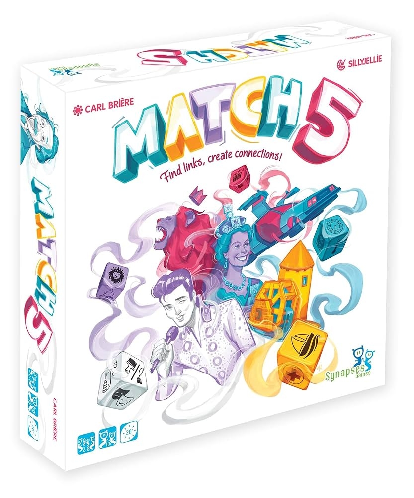 Amazon Synapses Games Match 5 Family Board Game Word Association And Dice Game 2 To 8 Players 20 Minutes Ages 10 Toys Games