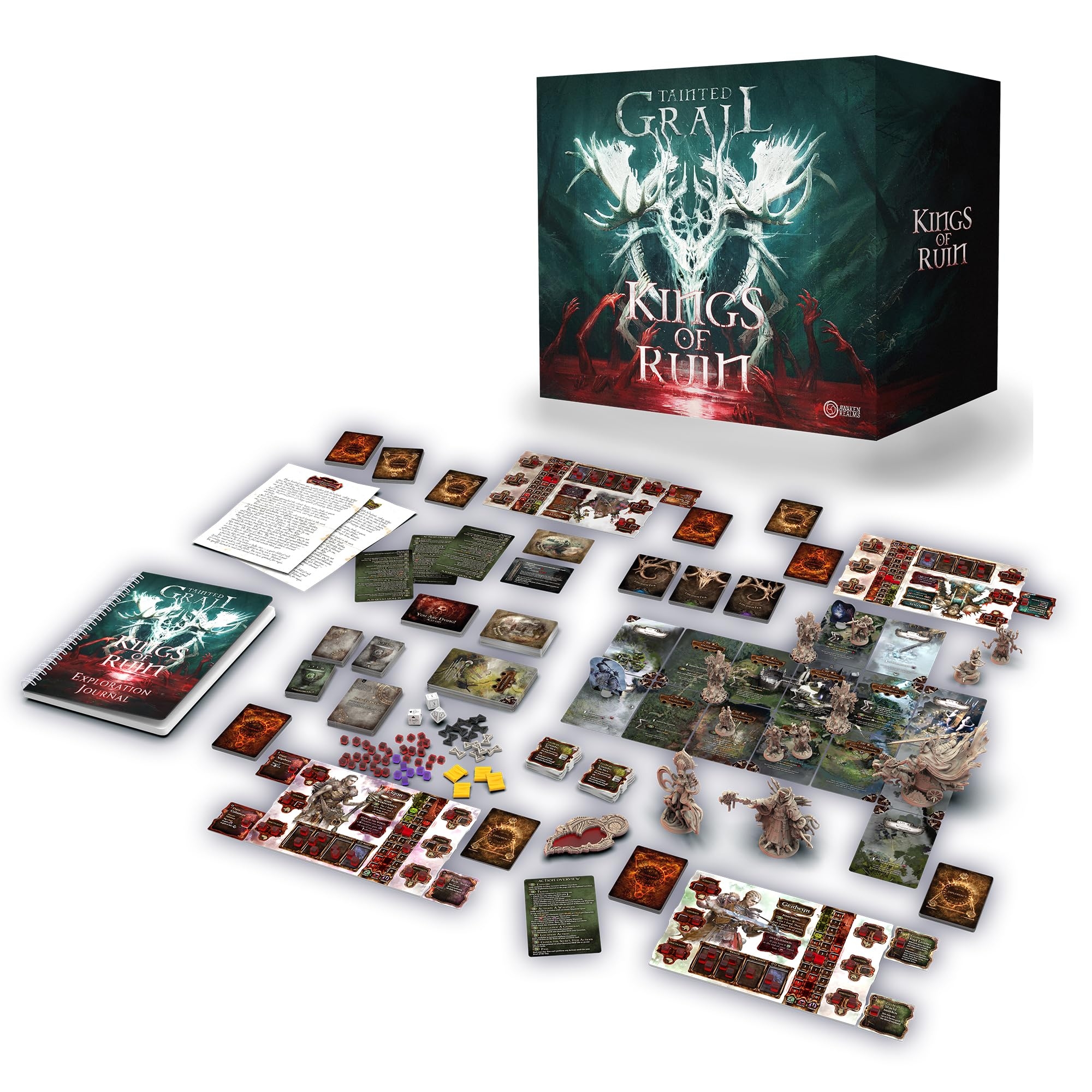 Amazon Tainted Grail Kings Of Ruin Board Game CORE Box Explore Dark Lands And Unravel Immersive Stories Ages 14 1 4 Players 2 3 Hour Playtime Made By Awaken Realms Toys Games