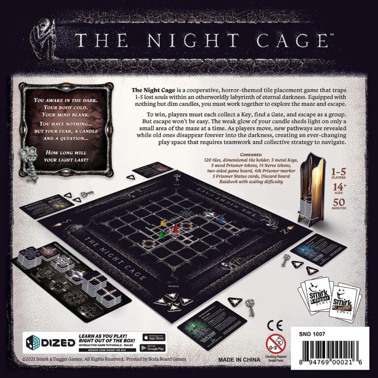 Amazon The Night Cage By Smirk And Dagger A Spooky Cooperative Strategy Game 1 5 Players Lost In A Dark Maze With Only A Candle Fun Horror Themed Tile Laying And Perfect For