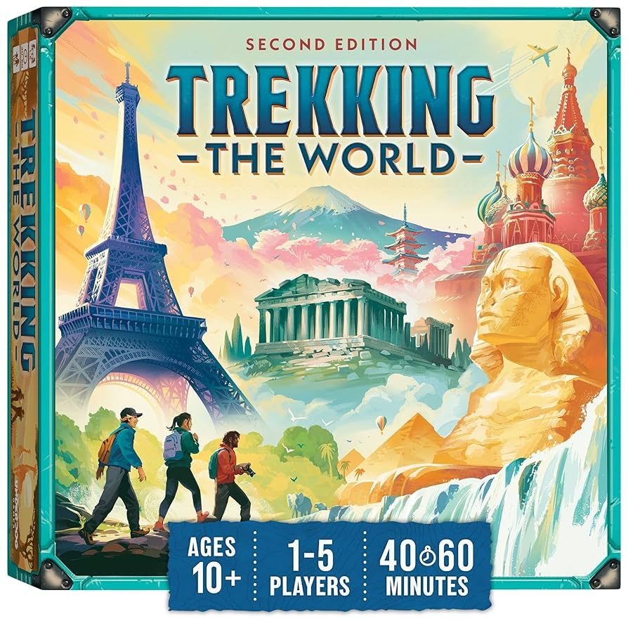 Amazon Trekking The World 2nd Edition The Award Winning Family Board Game Great For Kids Ages 10 And Up Easy To Learn Designed For Globetrotters By Underdog Games Toys Games
