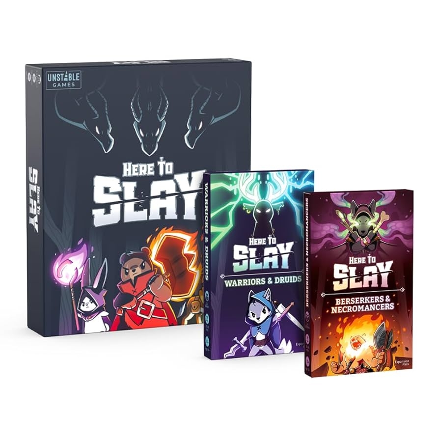 Amazon Unstable Games Here To Slay Base Game Adventure RPG Dice Rolling Card Game For Teens Adults 2 6 Players Hand Management Toys Games