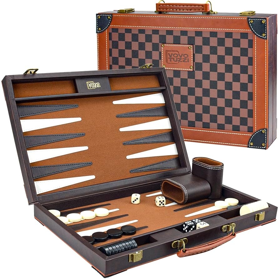 Amazon VOVOTUZZI Backgammon Backgammon Sets For Adults 15 Backgammon Board Games Large Backgammon Set Leather Travel Strategy Game Brown Toys Games