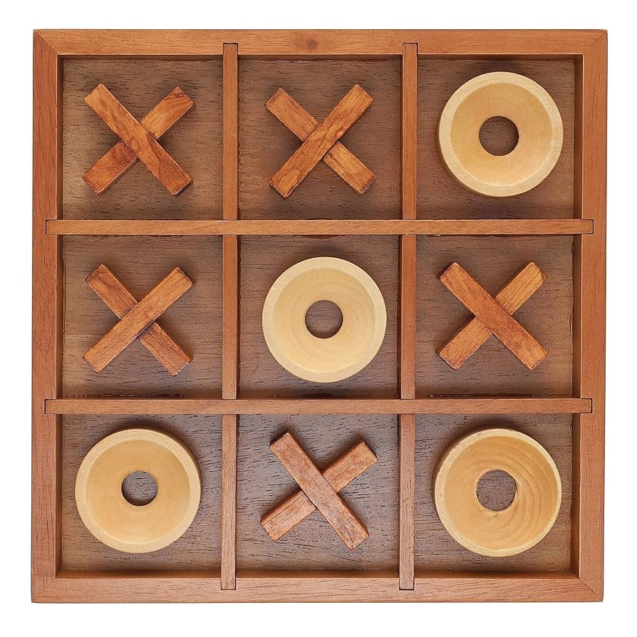 Amazon WE Games Tic Tac Toe Wooden Game 10 Piece Premium Tic Tac Toe Tabletop Game Solid Wood Board Game With Built In Storage Wooden Strategy Game For Kids And Adults Toddler