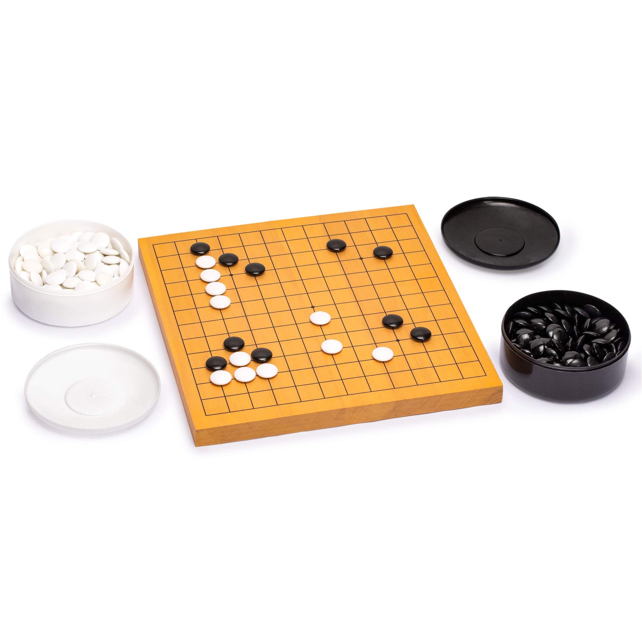 Amazon Yellow Mountain Imports Shin Kaya Beginner s Reversible 13x13 9x9 Go Game Set Board 0 8 inch With Double Convex Melamine Stones Classic Strategy Board Game Baduk Weiqi Toys Games