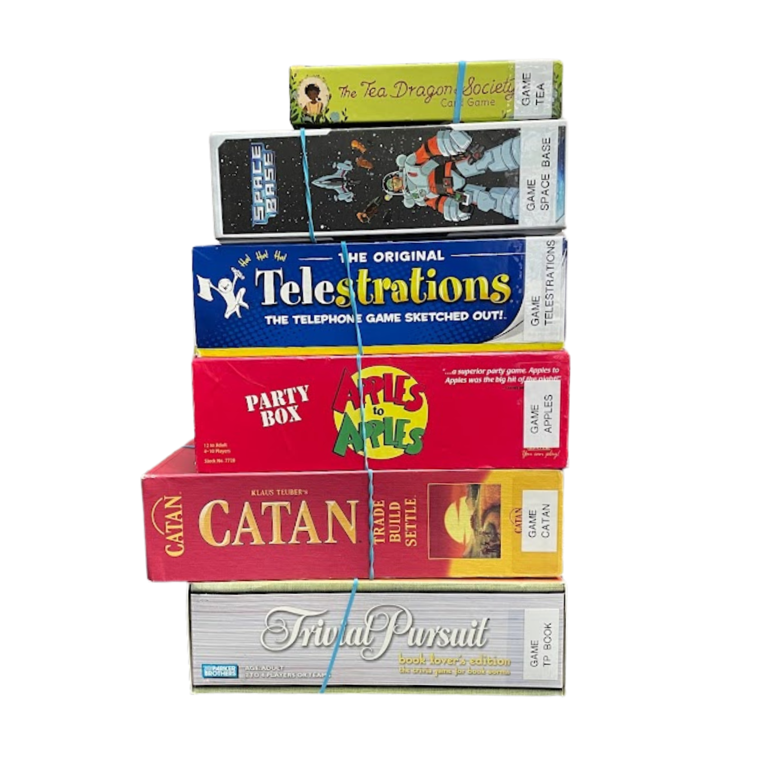 stack of board games