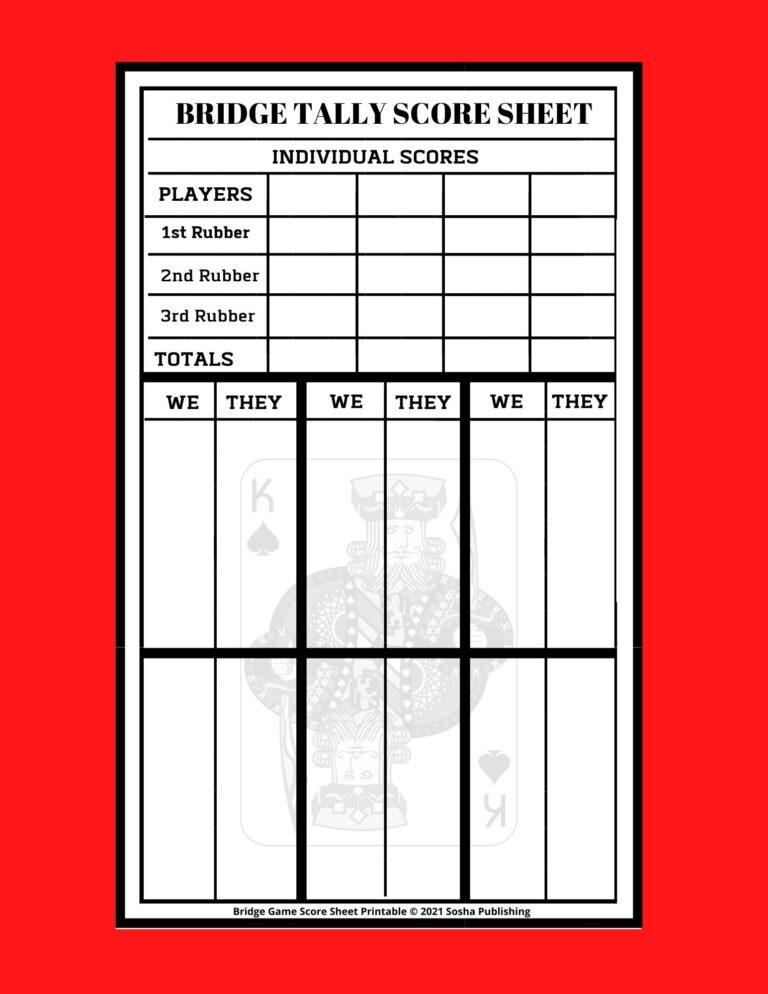 Bridge Game Score Sheets Printable Bridge Score Pad Bridge Score Card Bridge Tally Score Sheet Digital Bridge Tally Cards Large Print Etsy