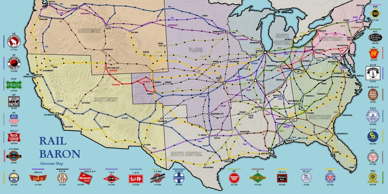 Camelot Games Rail Baron Map