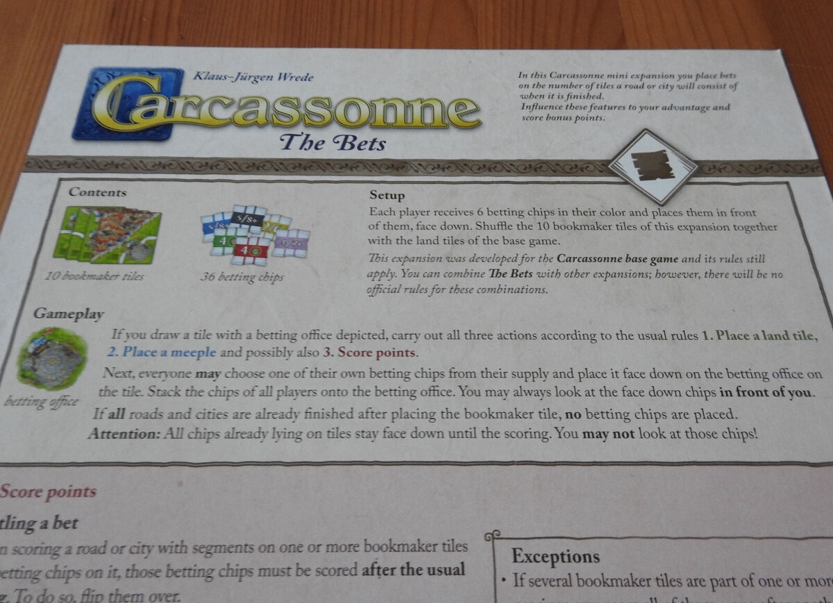 Carcassonne Bets Mini Expansion New English Rules EBay