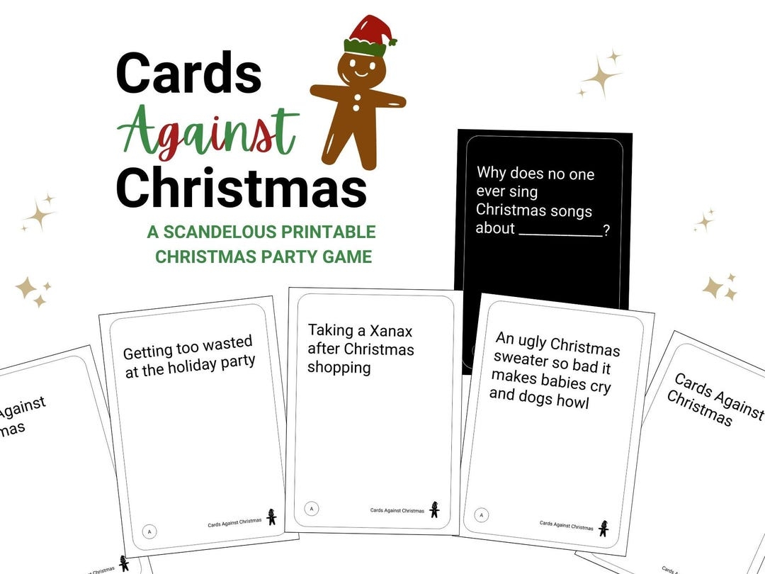 Cards Against Christmas Holiday Party Printable Game Cards Against Humanity Style Raunchy Winter Hen do Stag Doe Naughty Funny Adult Etsy