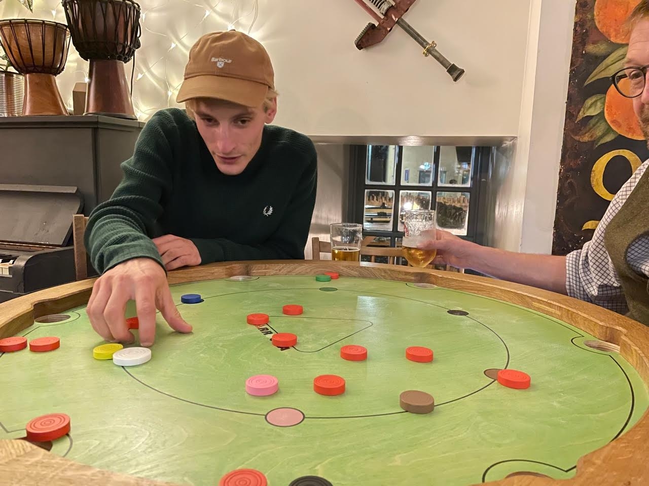 round carrooka game board like a pooltable