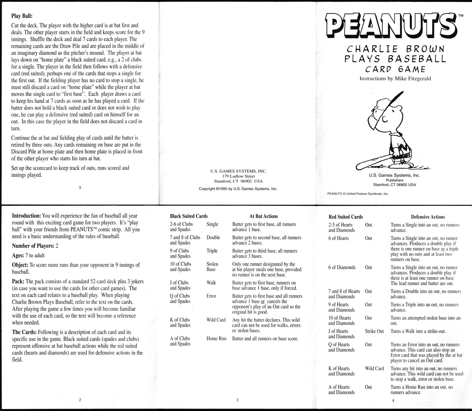Charlie Brown Plays Baseball Card Game The World Of Playing Cards