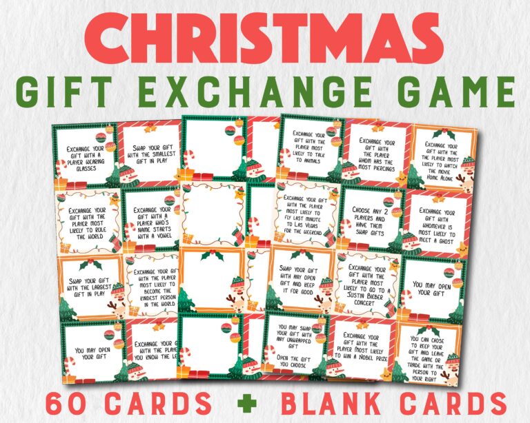 Christmas Gift Exchange Game White Elephant Gift Exchange Cards yankee Swap christmas Games christmas Office Exchange Game xmas Games Etsy