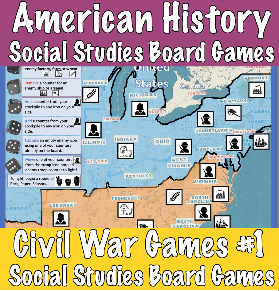 Civil War Board Games 1 The Civil War Begins Social Studies American History Made By Teachers