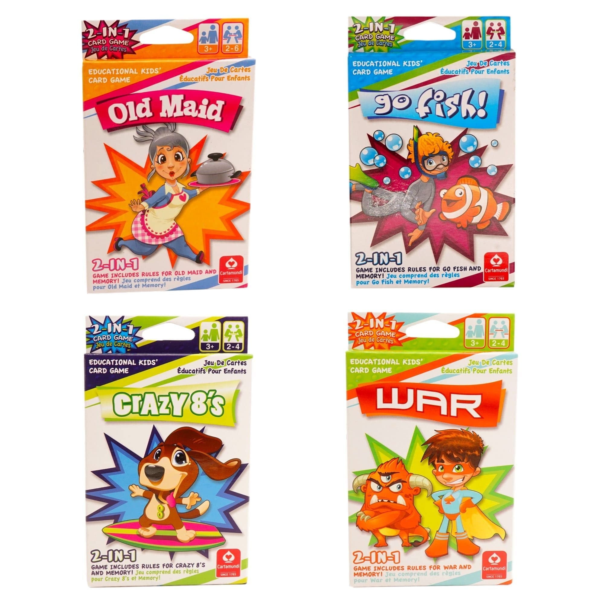 Classic Children s Card Games Set Old Maid Go Fish Tug Of War Crazy 8 Memory Match Fun For Family Time Walmart