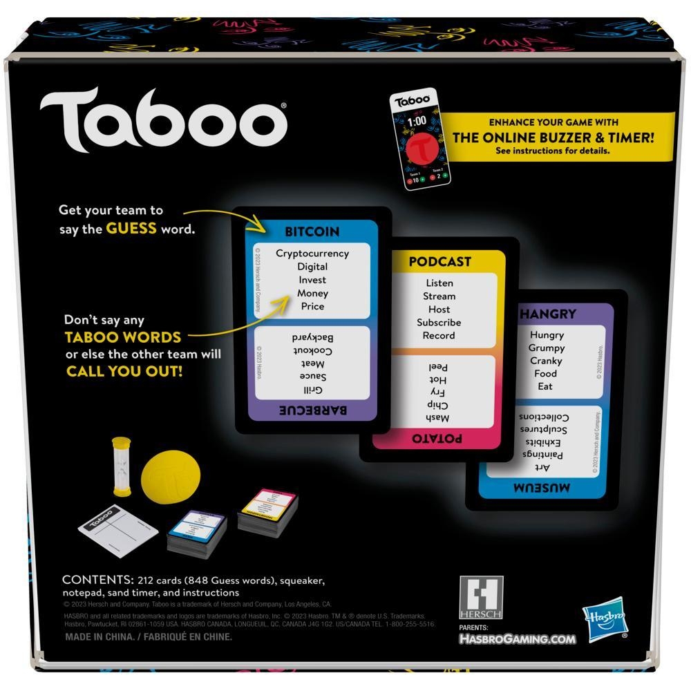 Classic Taboo Game Word Guessing Game For Adults And Teens 13 And Up Board Game For 4 Players Hasbro Games