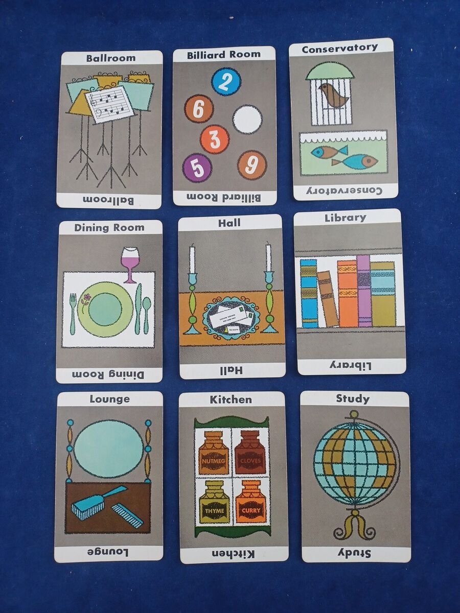 Clue Board Game 1963 Original Room Cards Complete Set Of 9 EBay