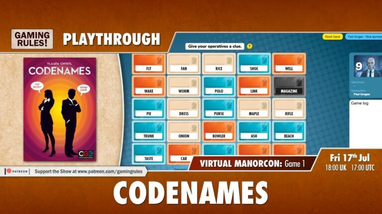 Codenames Online Playthrough Virtual ManorCon Game 1 YouTube