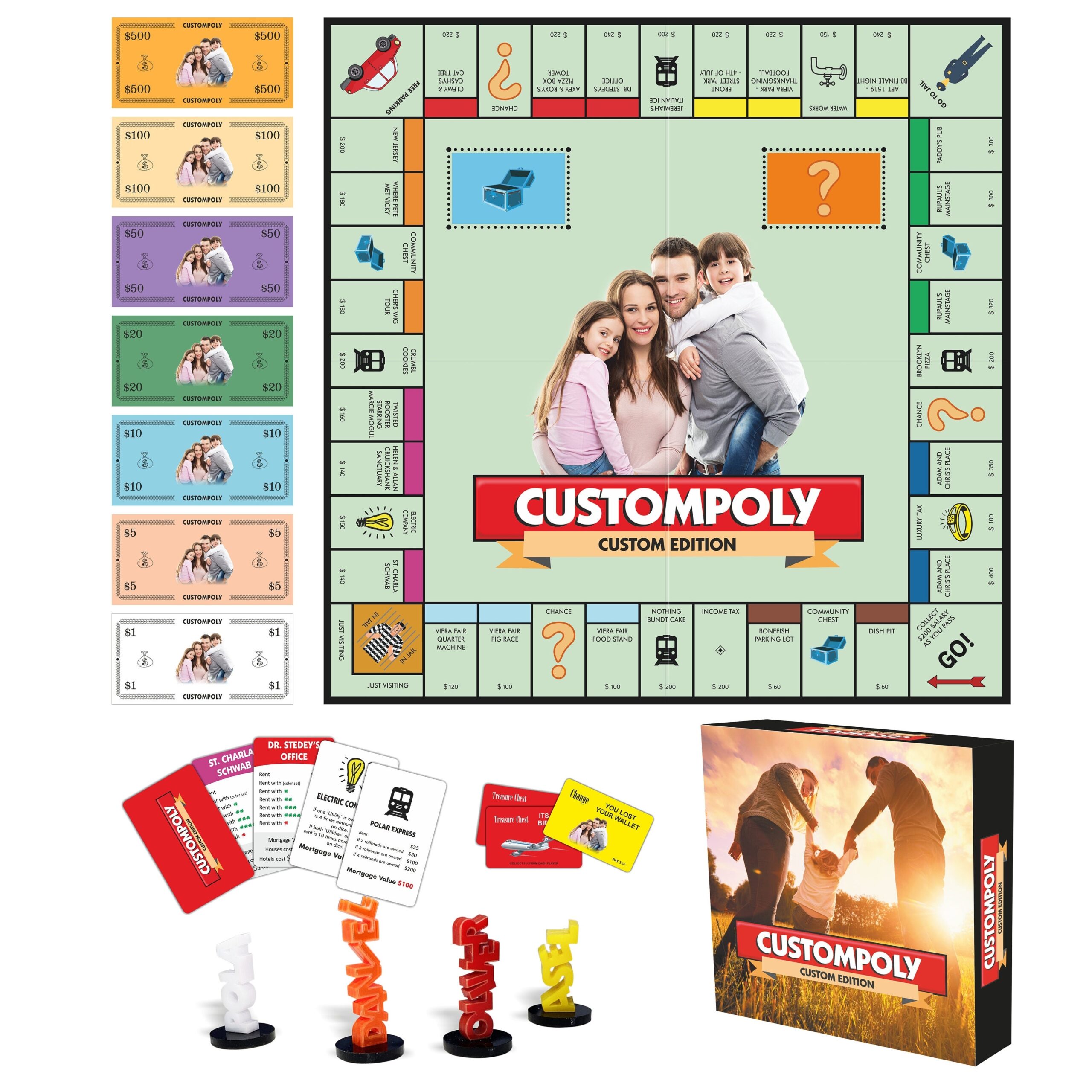 Customopoly Game Personalized Board Game Custom Game Gift Unique Gift Idea Family Game Night Board Game Etsy