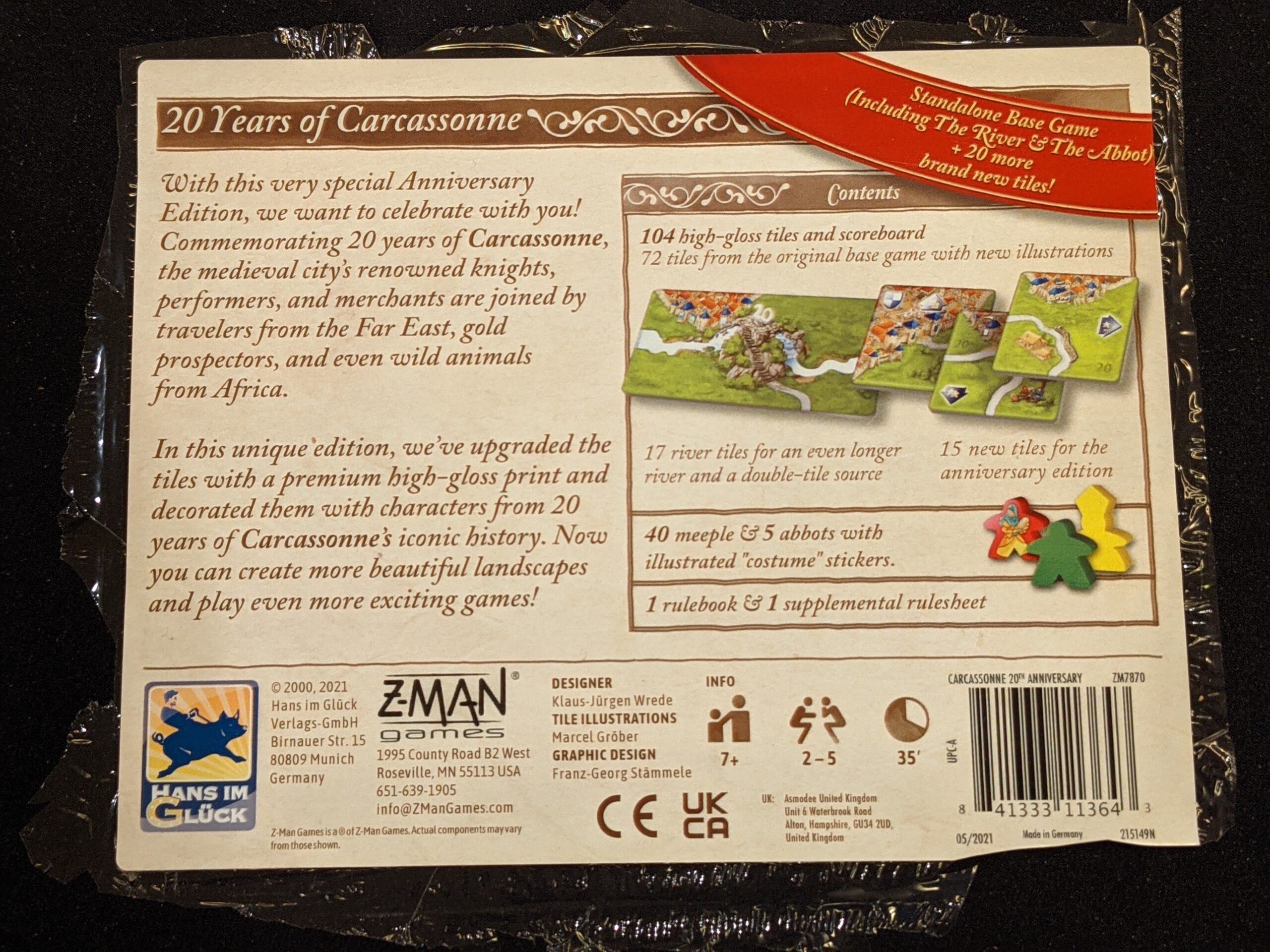 Dale Yu Review Of Carcassonne 20th Anniversary Edition The Opinionated Gamers