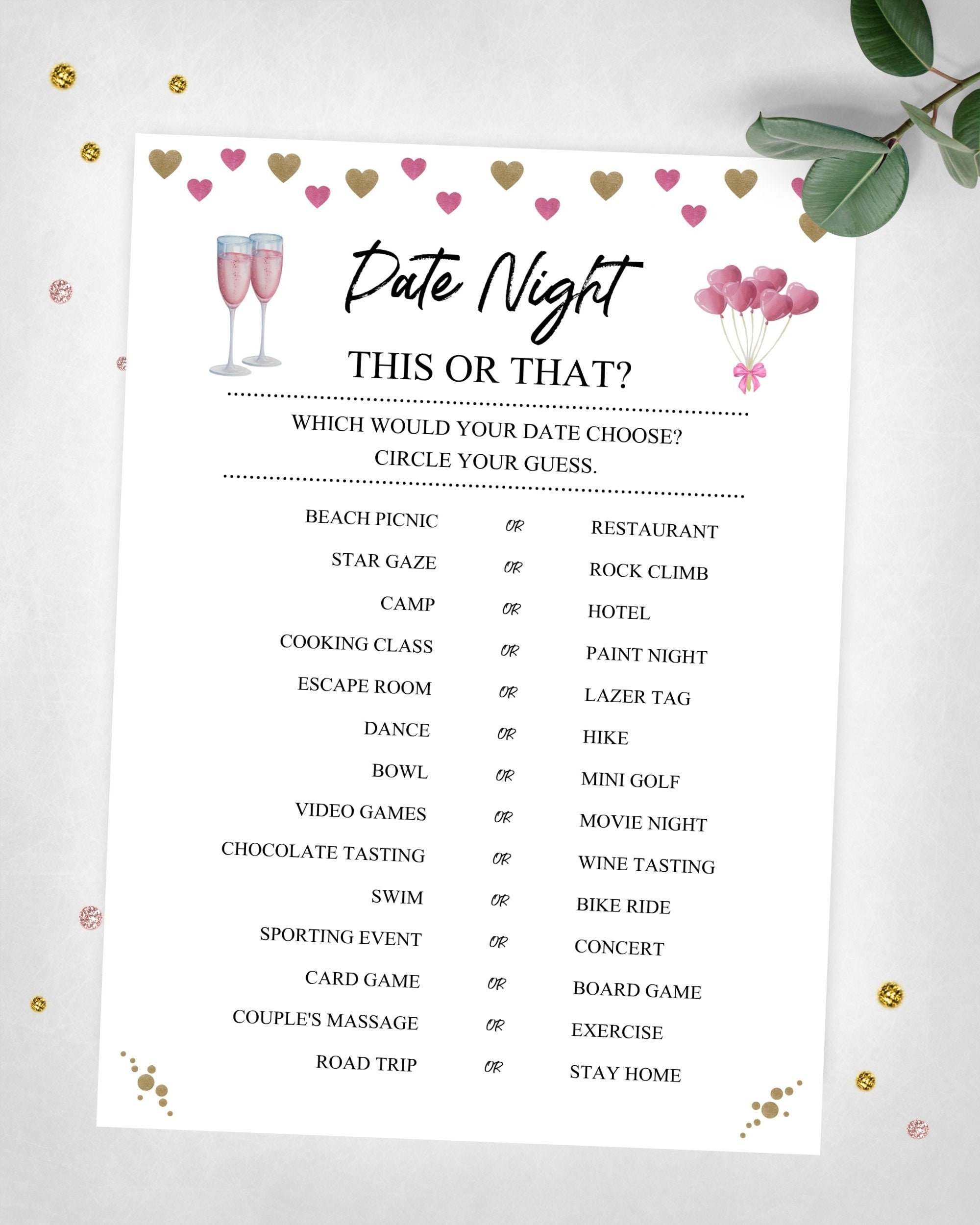 Date Night This Or That Couple s Night In Game Which Would Your Date Choose Instant Digital Download Printable Game Etsy