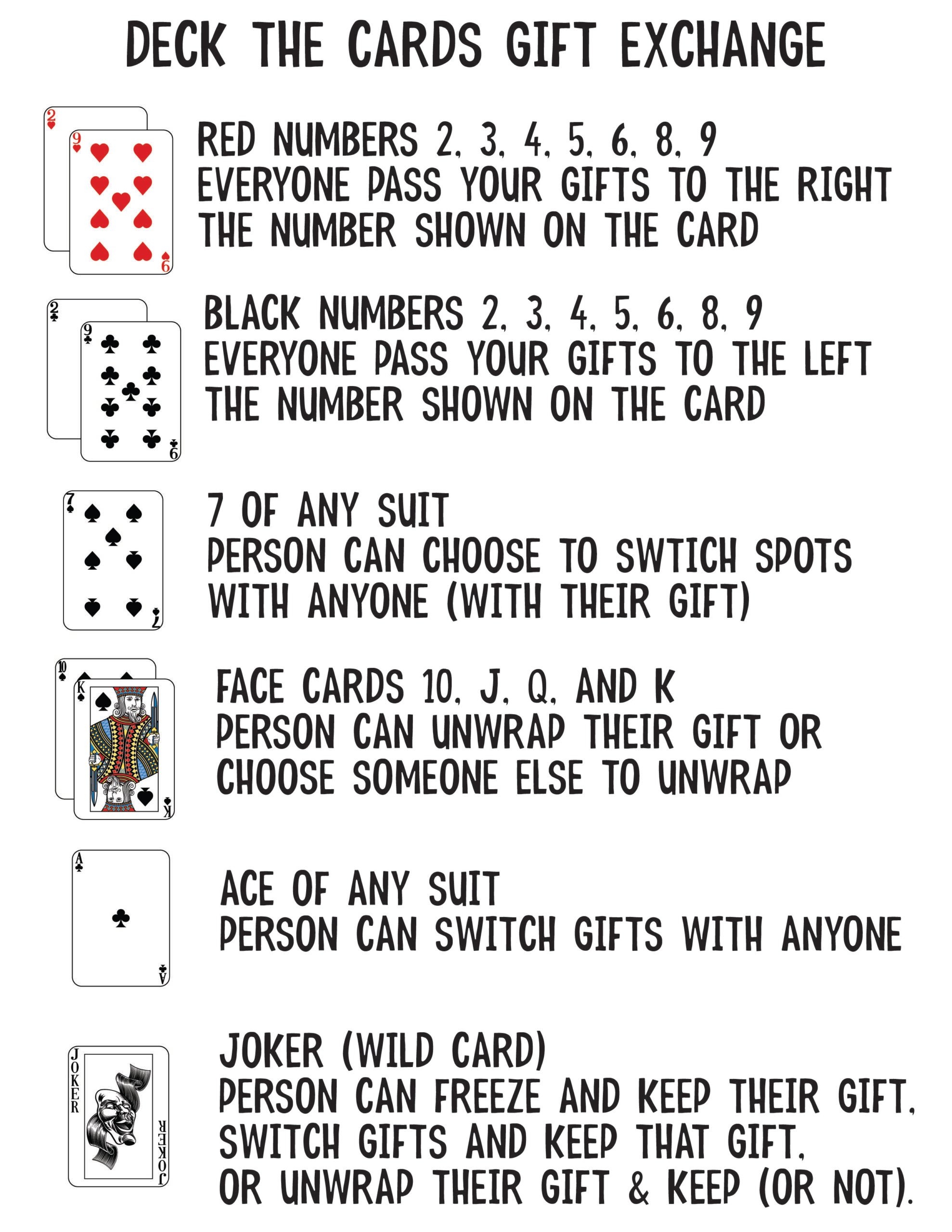 Deck Of Cards Gift Exchange Game Play Party Plan