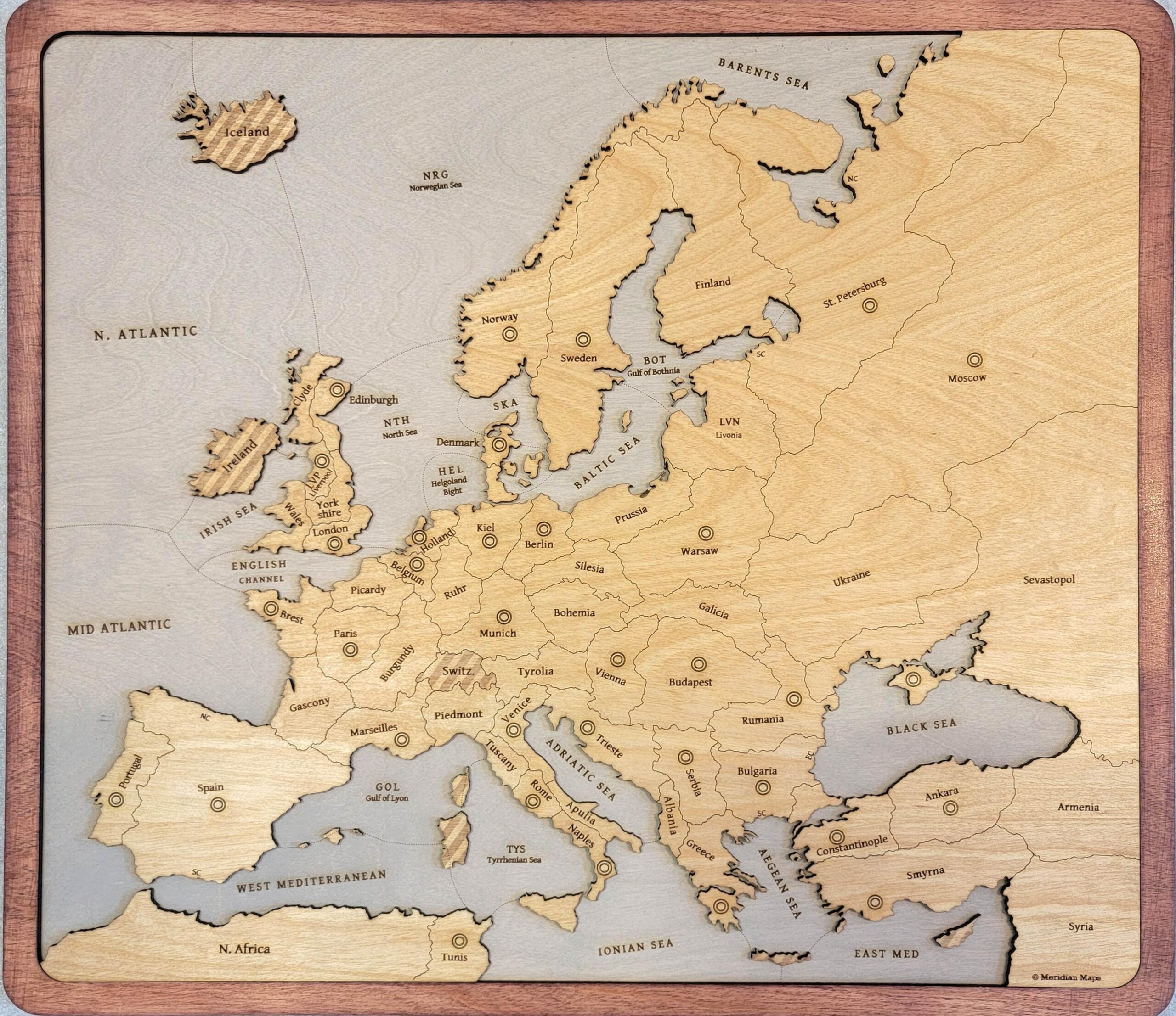 Diplomacy Board Game Wood Engraved Map Vintage Wall Art Home Decor Etsy