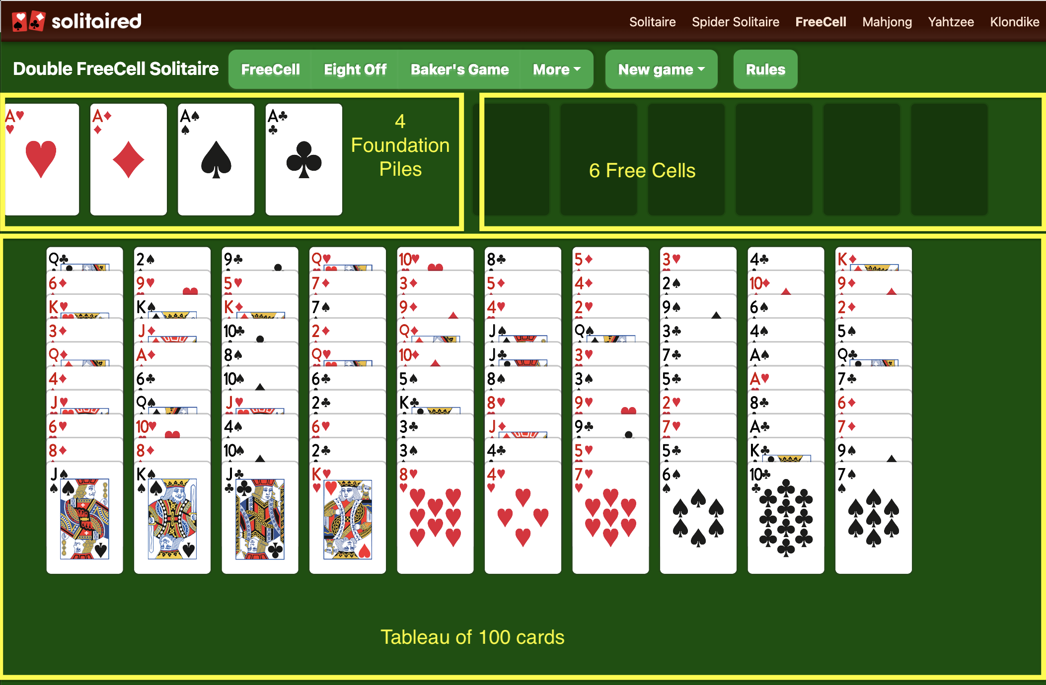 Double FreeCell Solitaire Play Online 100 Free Solitaired