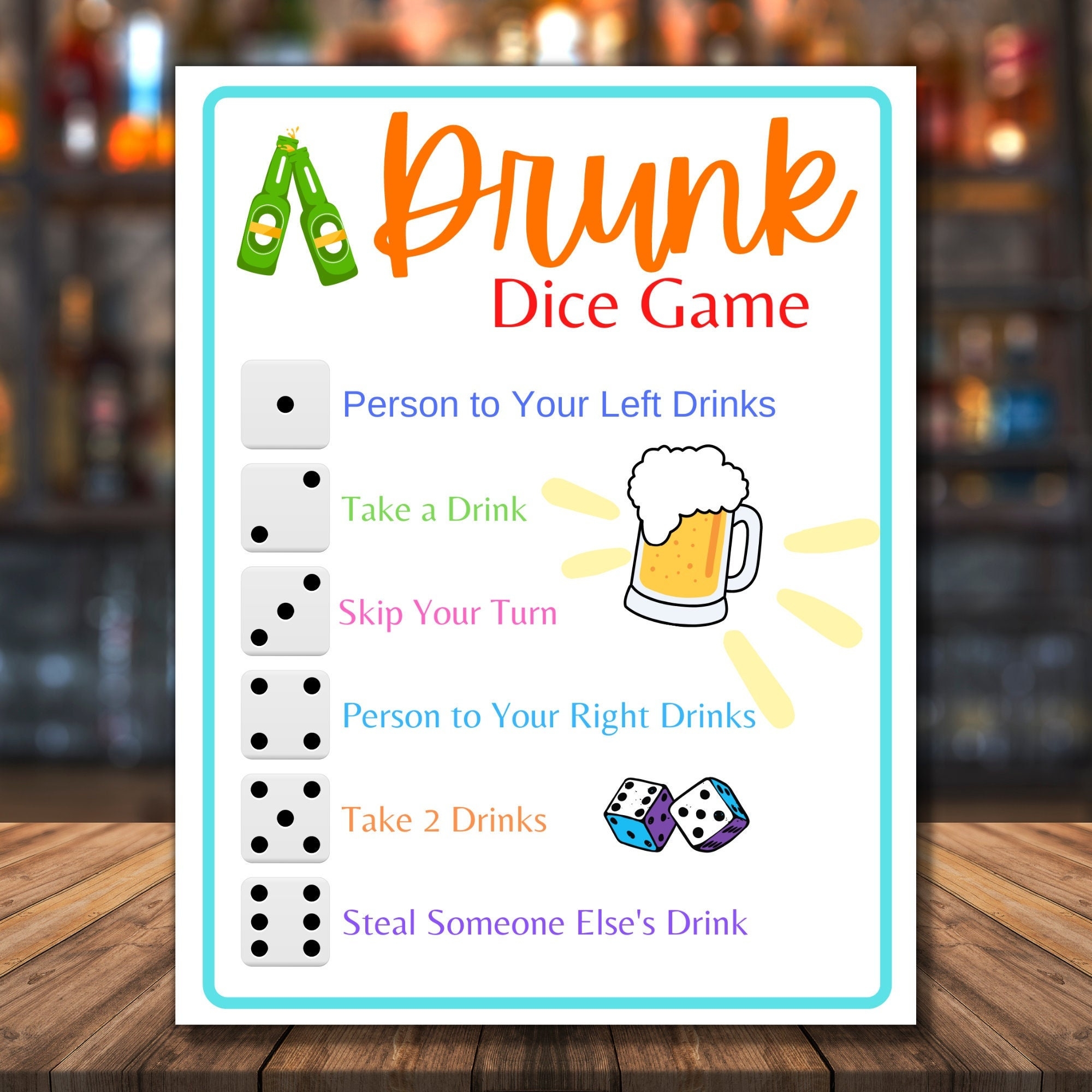 Drunk Dice Printable Games For Adults Drinking Game Adult Party Games Drinking Dice Game Alcohol Games Etsy