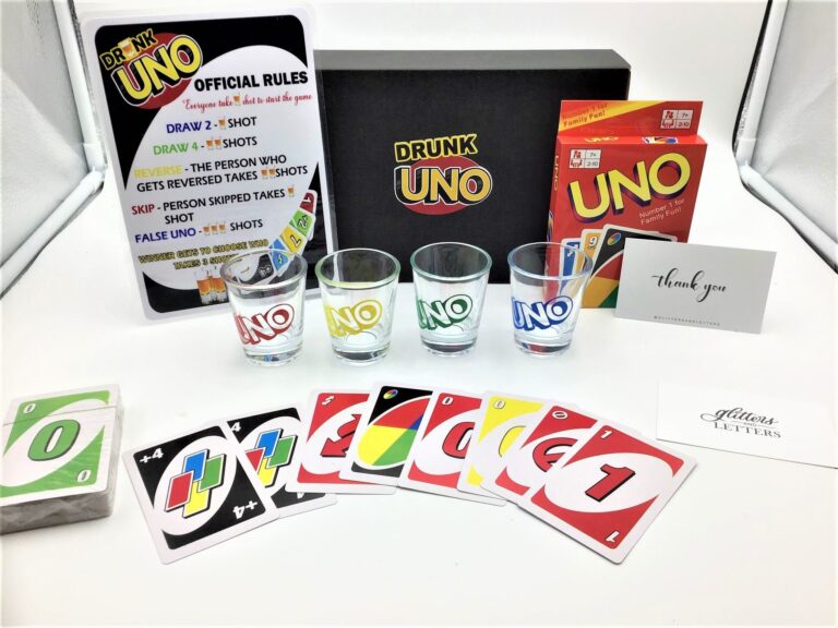 Drunk UNO Game Set 4 Shot Glasses Birthday Gift For Her Birthday Gift For Him Party Games Drink Games Cocktail Uno Shot Lawn Games Etsy