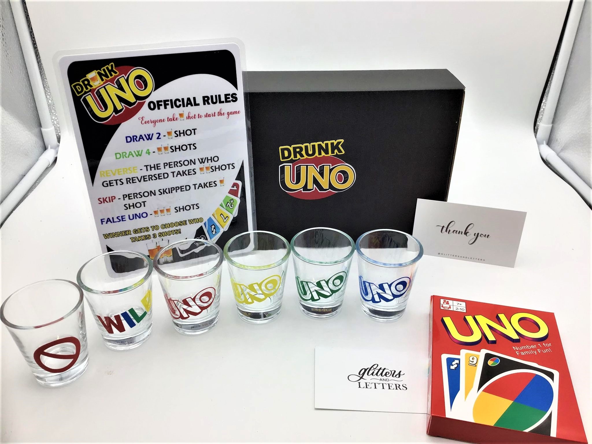 Drunk UNO Game Set 6 Shot Glasses Birthday Gift For Her Birthday Gift For Him Party Games Drink Games Cocktail Uno Shot Lawn Games Etsy Finland