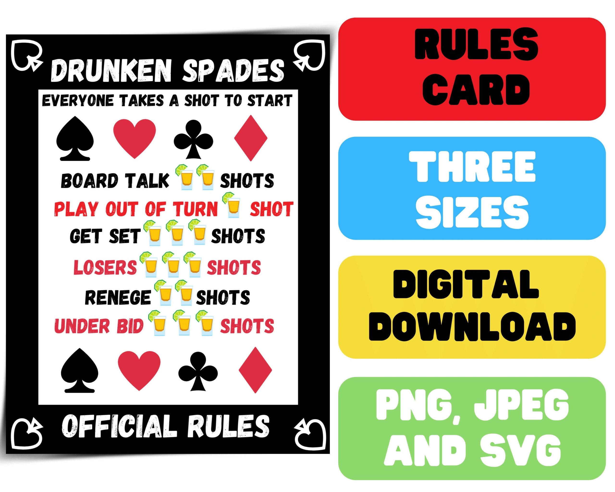 Drunken Spades Rules Etsy