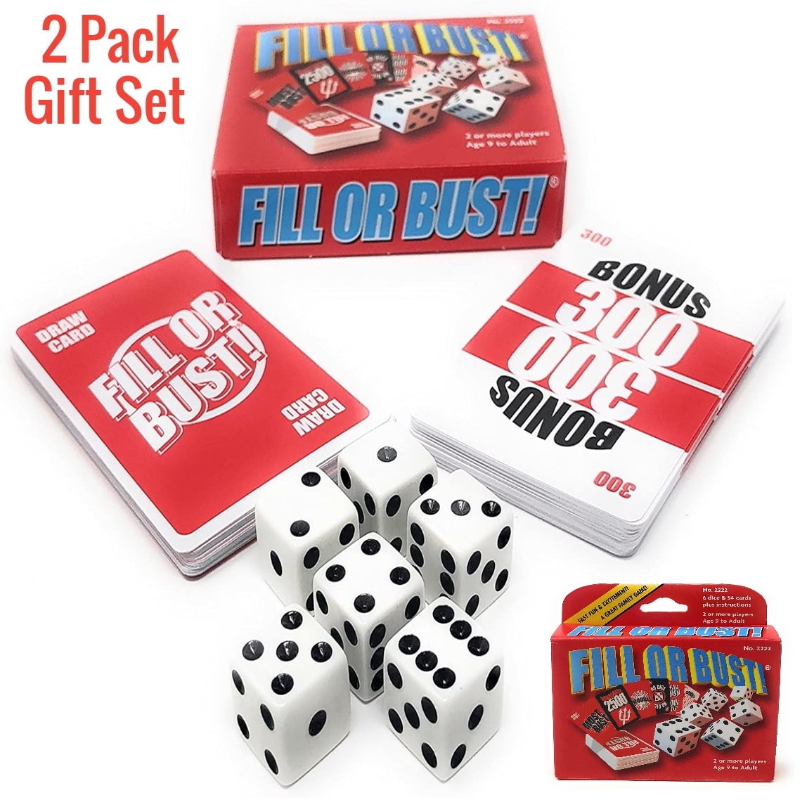 Fill Or Bust Great Card And Dice Game Family Fun Toy For All Ages Great Gift Idea Perfect For Vacations Family Game Night Birthdays Xmas 2 Pack Bundle Set Walmart