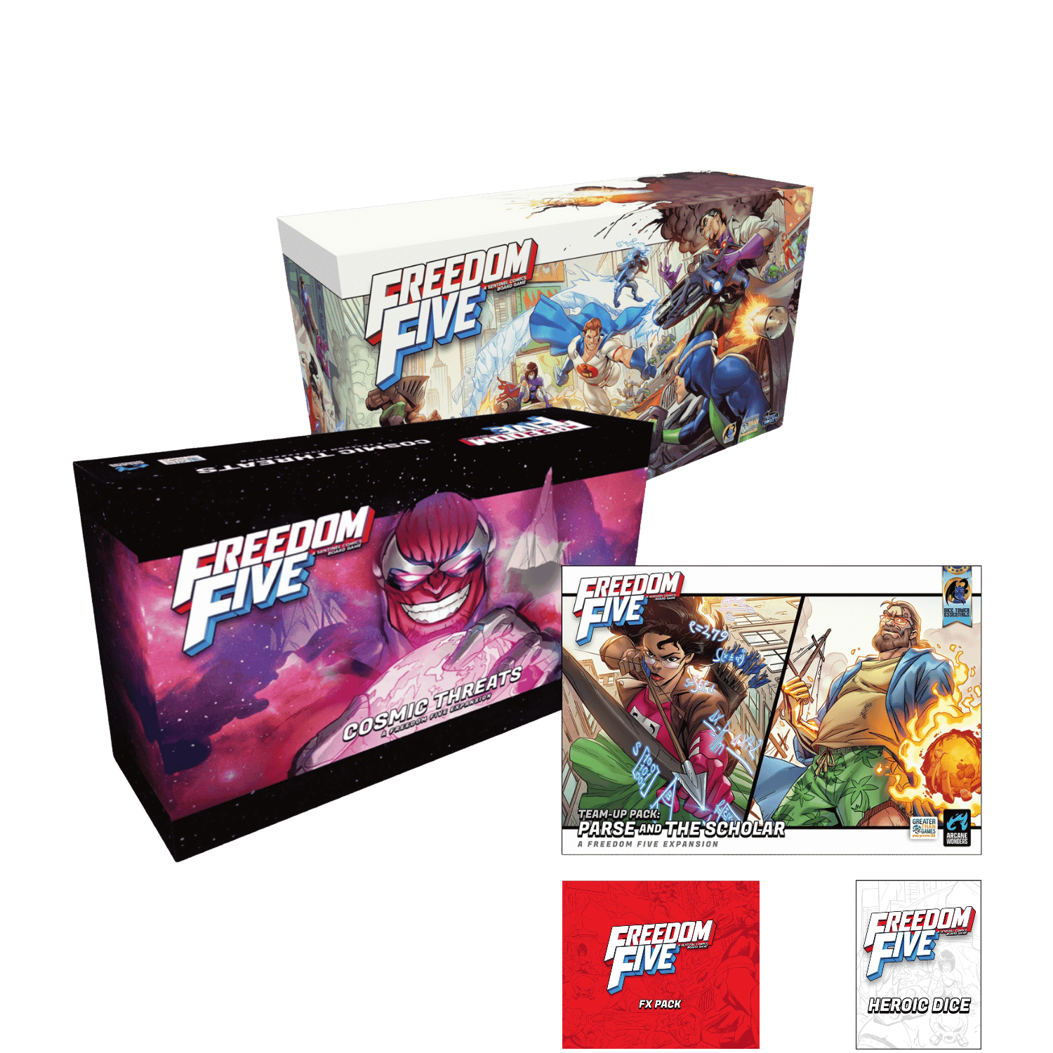 Freedom Five A Sentinel Comics Board Game All In Gameplay Cosmetic Pledge Kickstarter Exclusive Edition Painted Game Nerdz