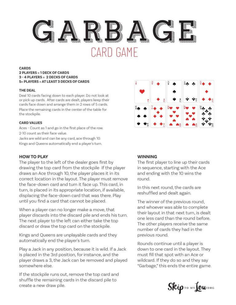 Garbage Card Game Skip To My Lou