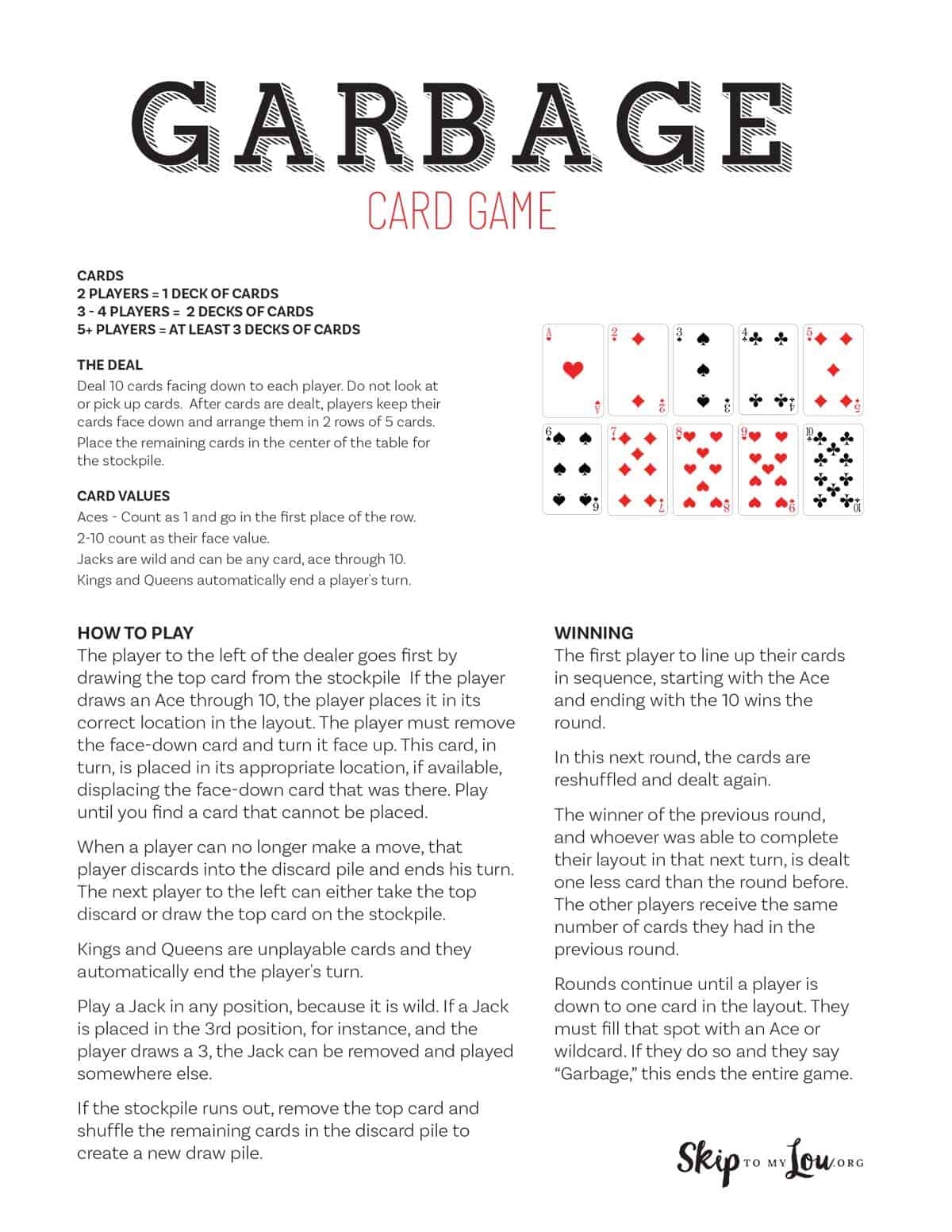 how to play trash card game