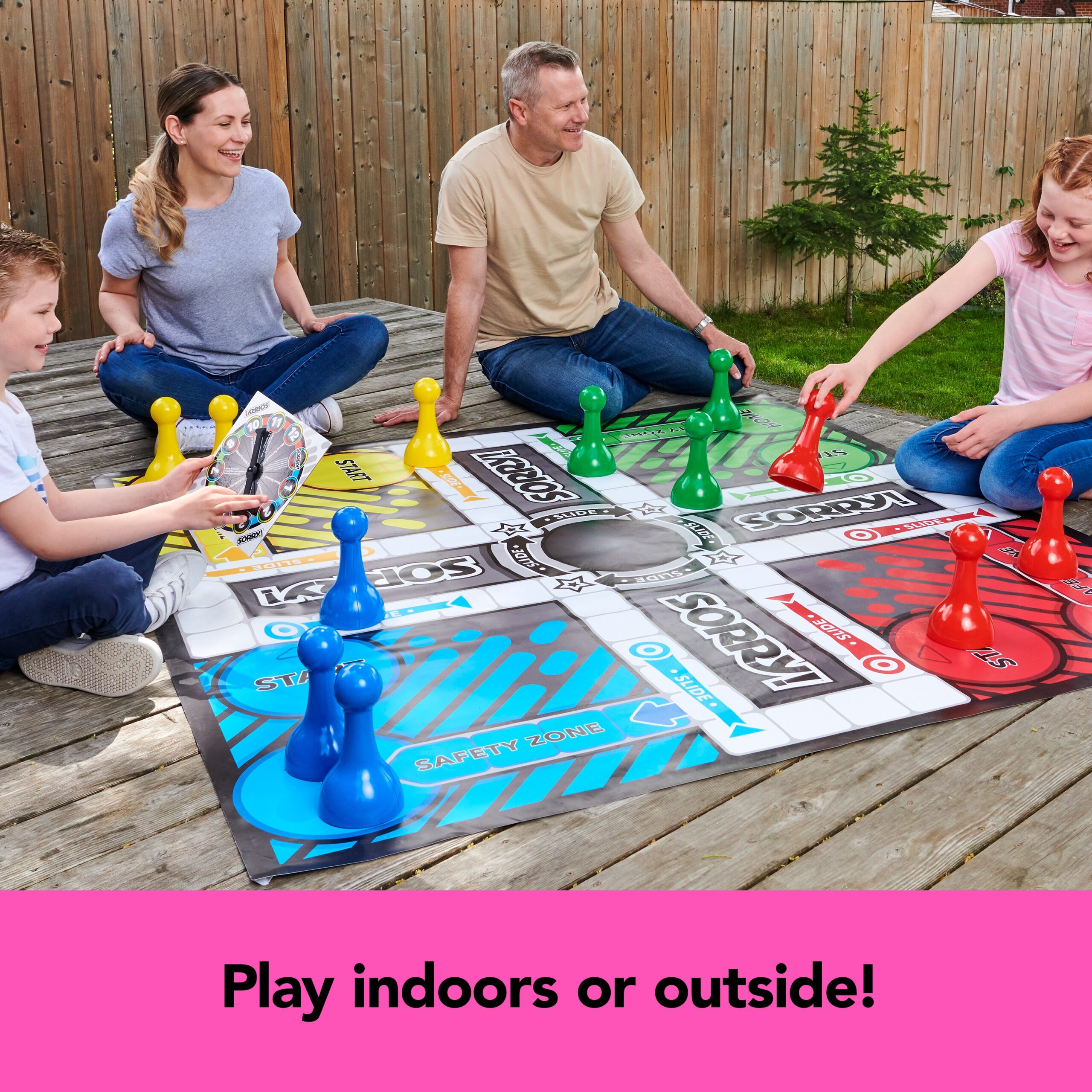Giant SORRY Classic Family Board Game Indoor Outdoor Retro Party Activity Summer Toy With Oversized Gameboard For Adults And Kids Ages 6 And Up Spin Master