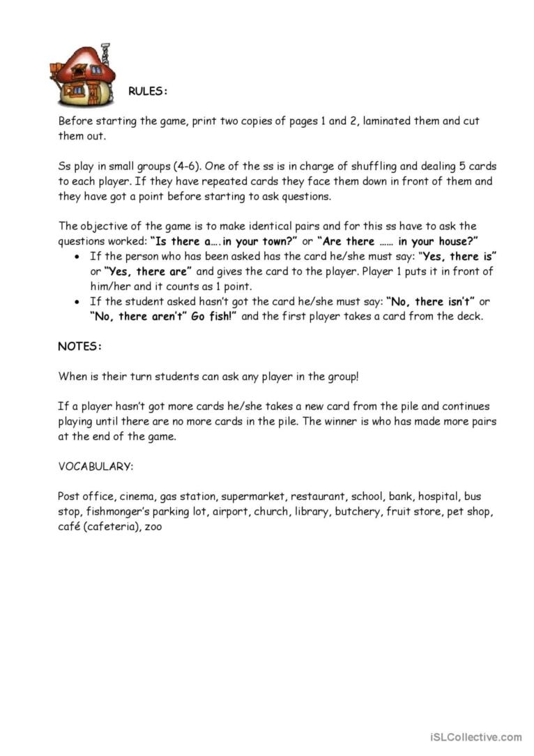 Go Fish City English ESL Worksheets Pdf Doc